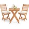 3 Pieces Acacia Wood Patio Bistro Set with Soft Seat Cushions Ideal for Outdoor Use